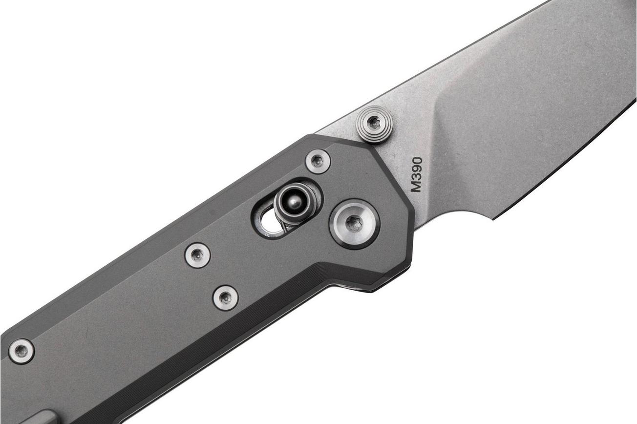 NOC Knives Dark Feather MT-2703 Stonewashed M390, Grey Titanium, zakmes