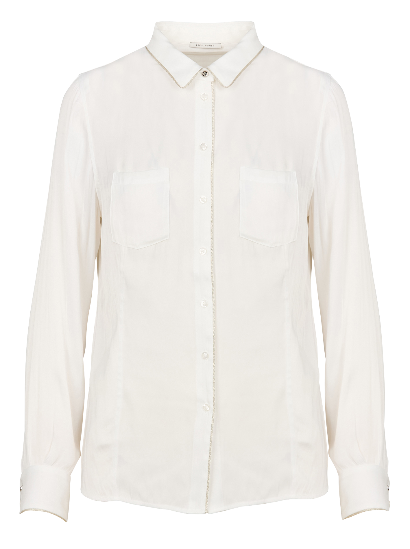 Chemise col classique froissée biais métallisés| Blanc