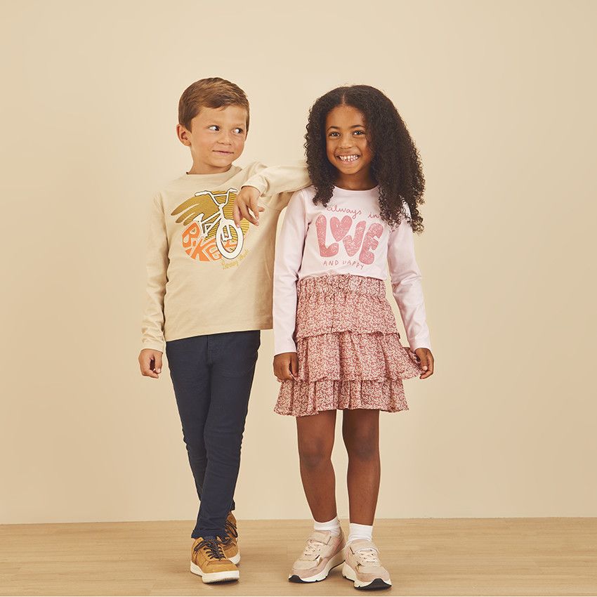 T-shirt manches longues en jersey print fantaisie pour fille - Rose