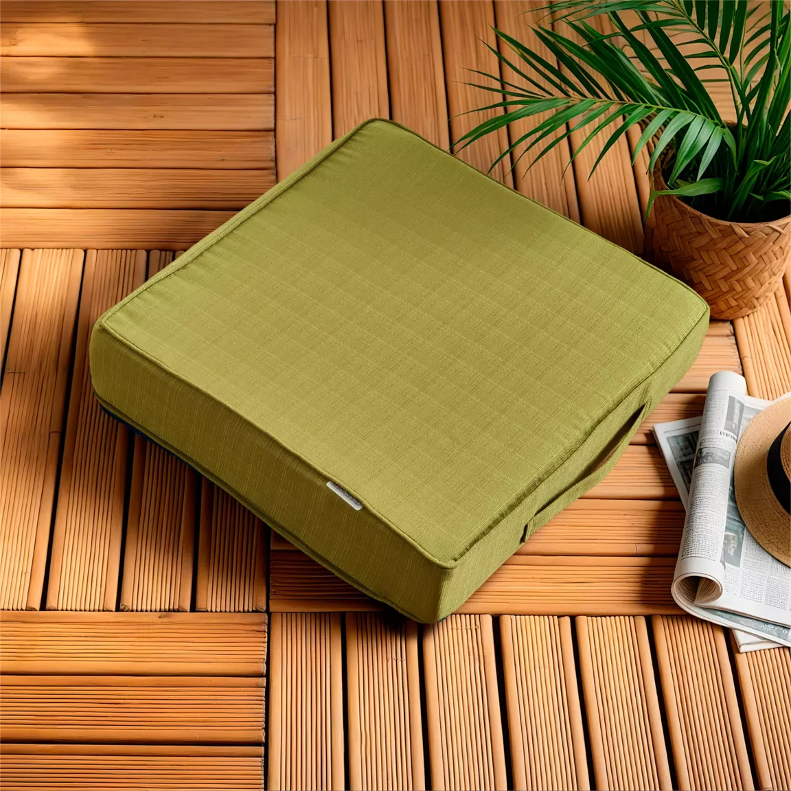 Coussin de sol extérieur déhoussable (45 x 45 cm) Sunset Vert olive