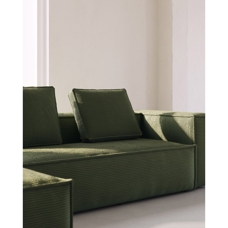 Canapé Blok 3 places vert méridienne à gauche 300 cm