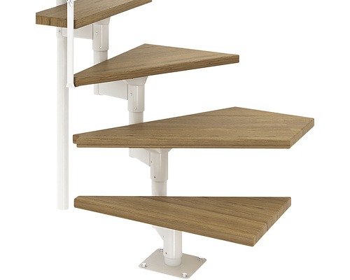 Pertura middentrap Hera Wit kwartslag links/rechts onder 73,5 cm leuning eiken gelamineerd hout gelakt 11 treden / 12 stootborden