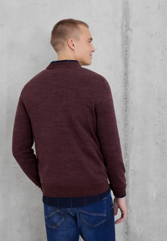 Basic Strickpullover - burgundy red melange