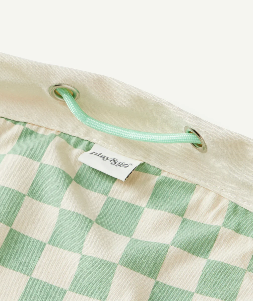 PLAY&GOTAPIS DE JEU 2 EN 1 IMPRIMÉ VICHY VERT ET BLANC