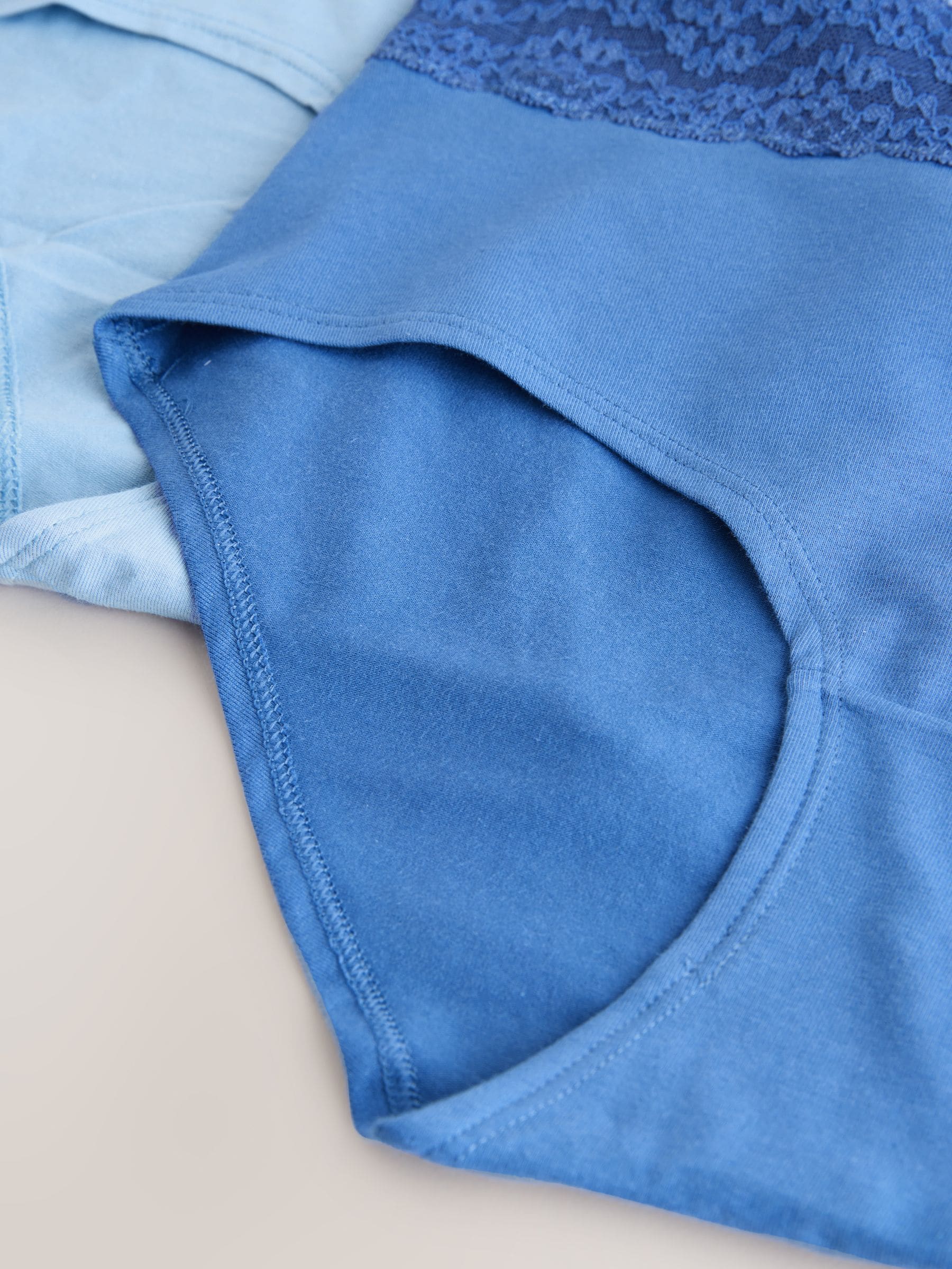 Blauw - 7 Katoenen slipjes met kant