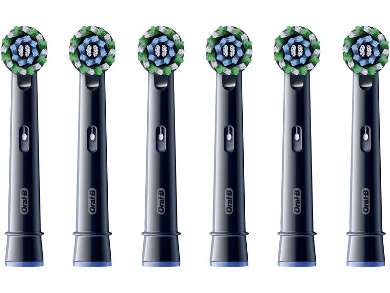 Oral-B Zahnbürstenkopf CrossAction 6 Stück, Schwarz Aufsteckbürsten für elektrische Zahnbürsten