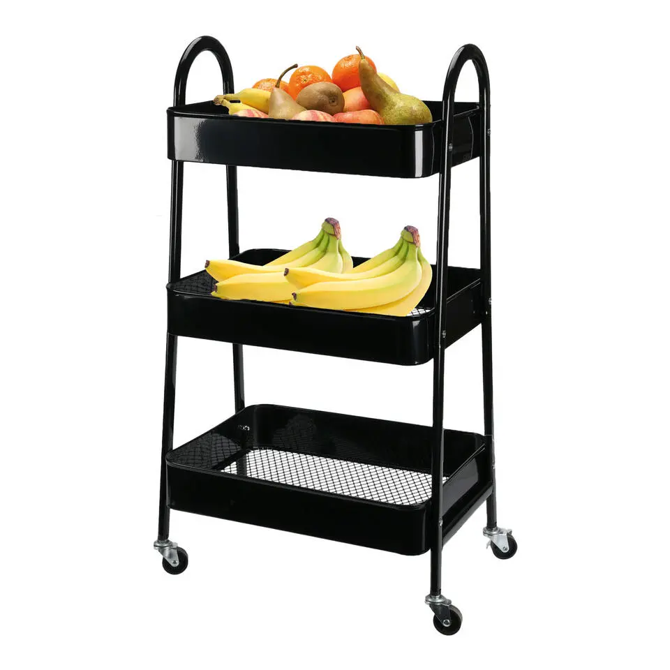 Storage Solutions Keukentrolley - zwart - metaal - 79x44x32 cm