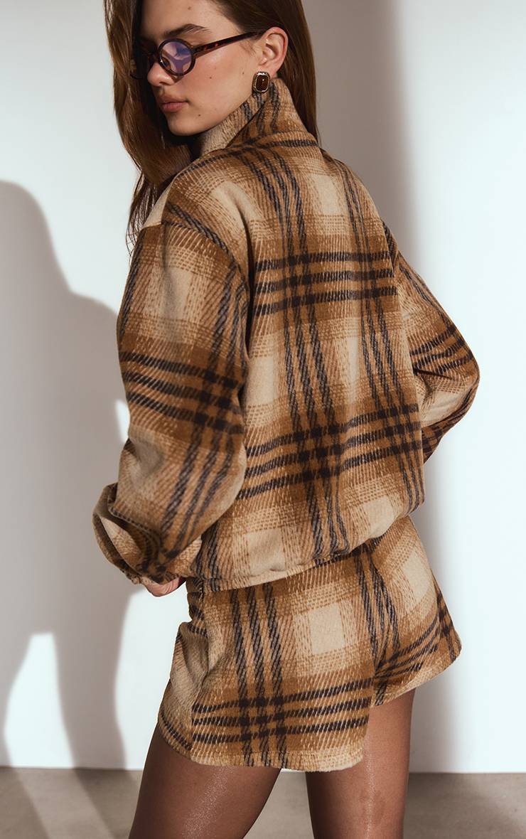 Brown Tartan Short Tailleur Mini À Chevrons