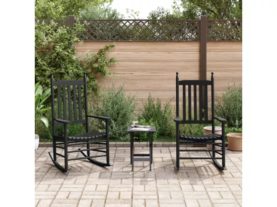Chaises à bascule lot de 2 table pliable noir massif peuplier