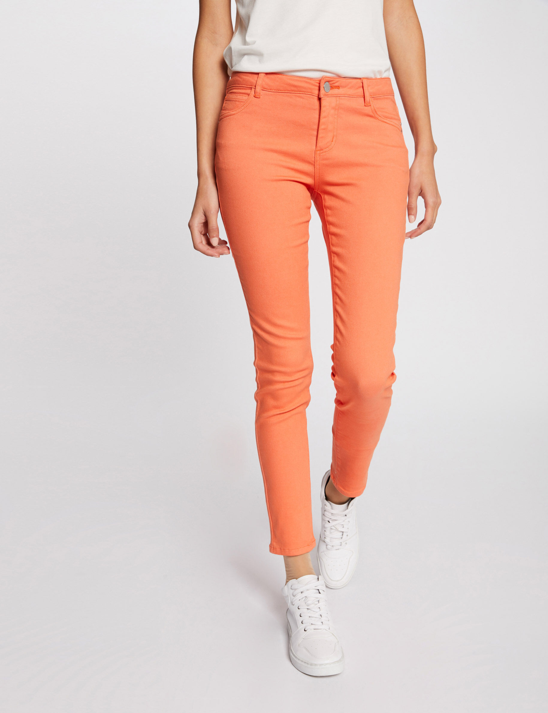 Jeans skinny taille basse rouille femme - rouille