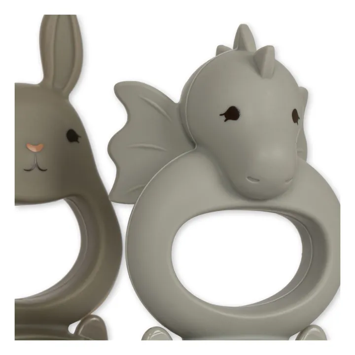 Konges Sløjd Tétines grignoteuses Dragon/Lapin - Set de 2 | Gris