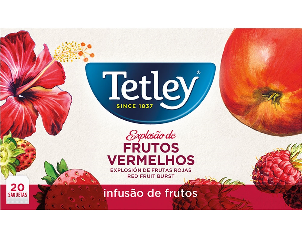INFUSÃO TETLEY DE FRUTOS EXPLOSÃO FRUTOS VERMELHOS 20 SAQUETAS