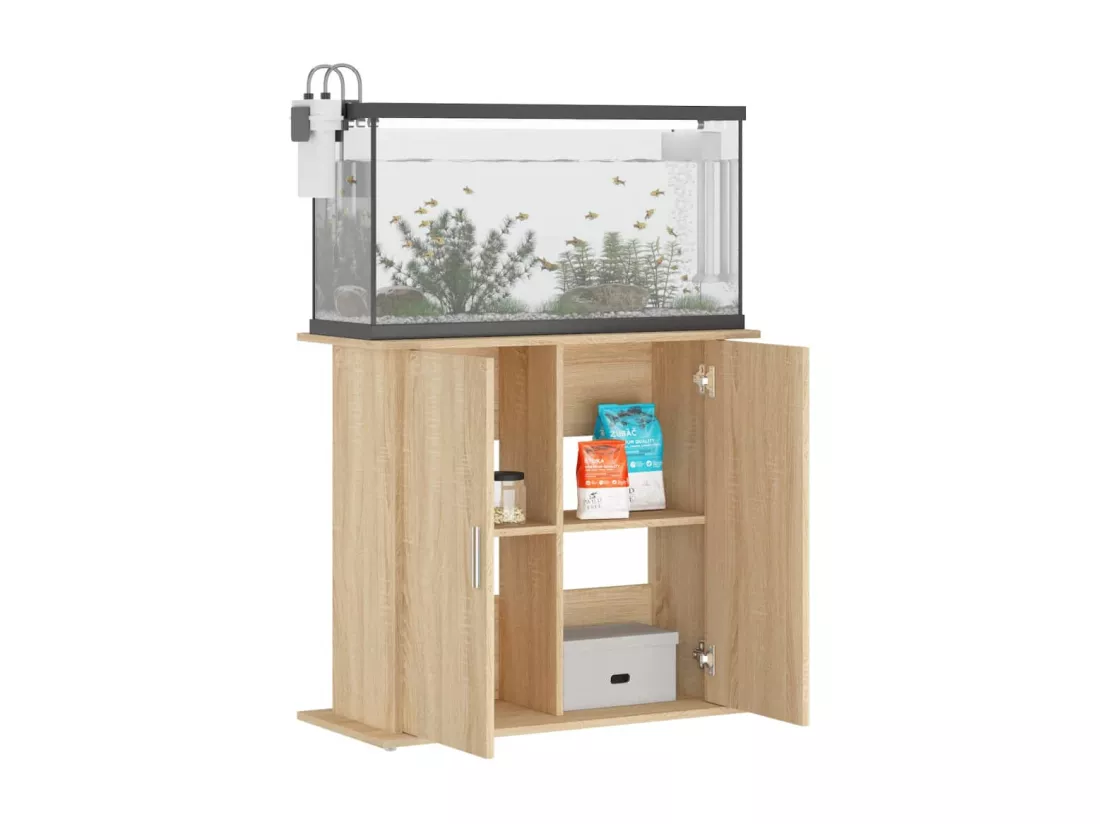 Support pour aquarium chêne sonoma 81x36x73cm bois d'ingénierie