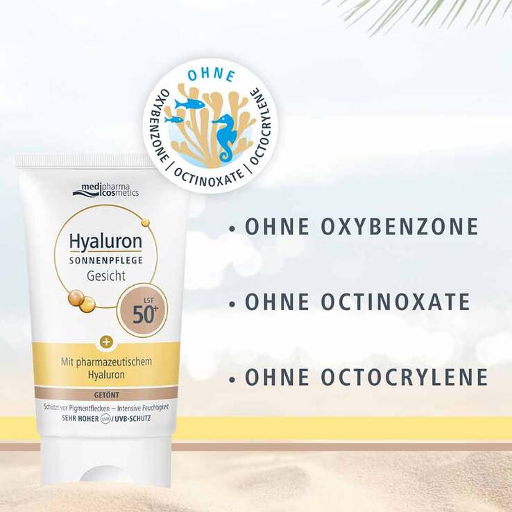 Hyaluron Sonnenpflege Gesicht LSF 50+ getönt, 50 ml