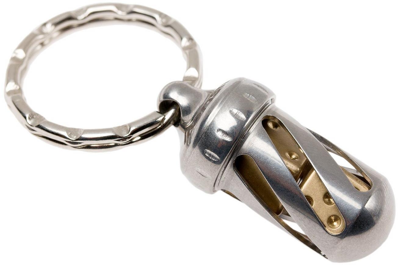 LionSteel AcornDice Brass sleutelhanger, messing dobbelsteentjes