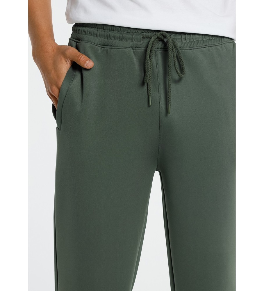 Calça de moletom verde vibrante com seis válvulas