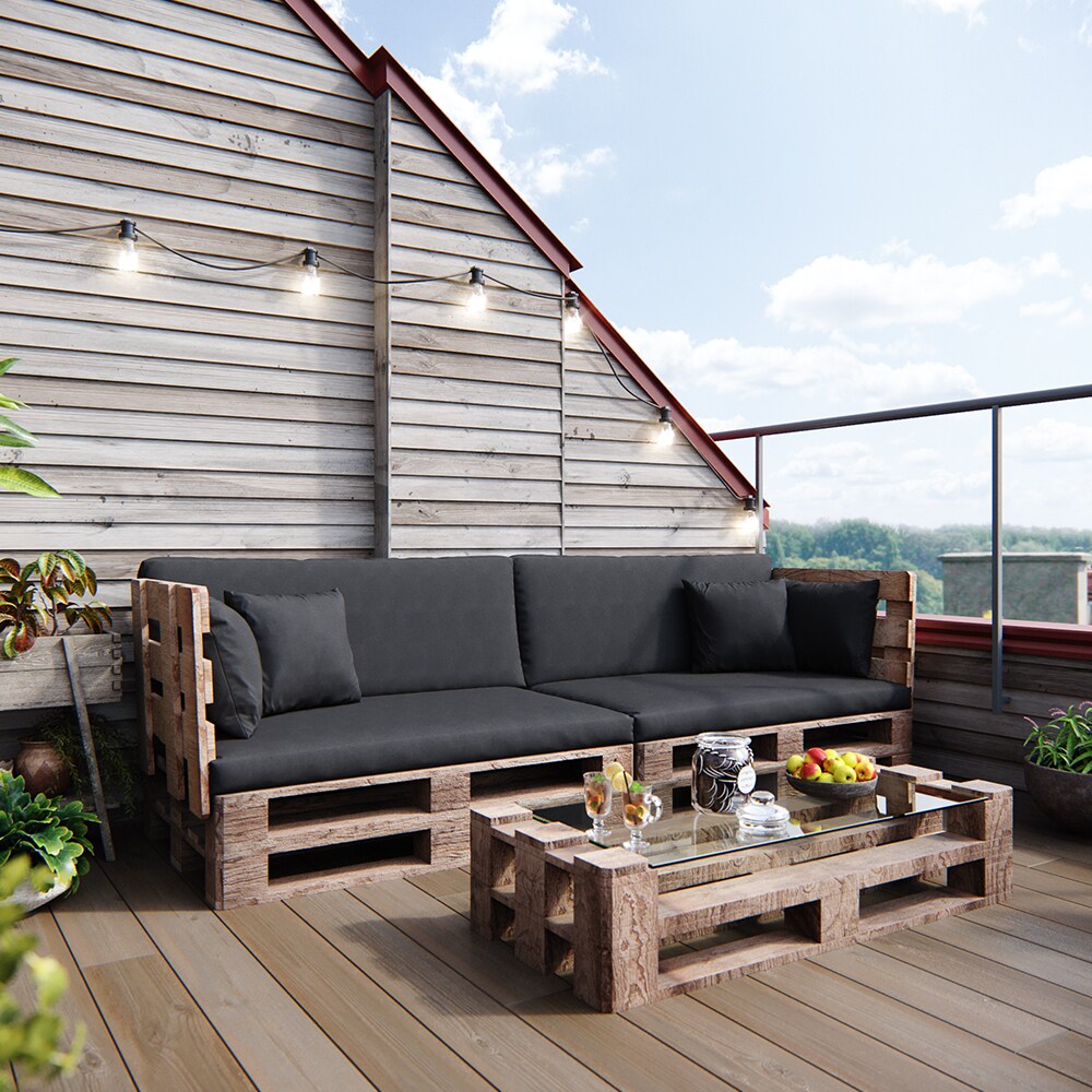 Vicco Loungekissen Palettenkissen Gartenkissen Anthrazit 4er Set Balkonkissen