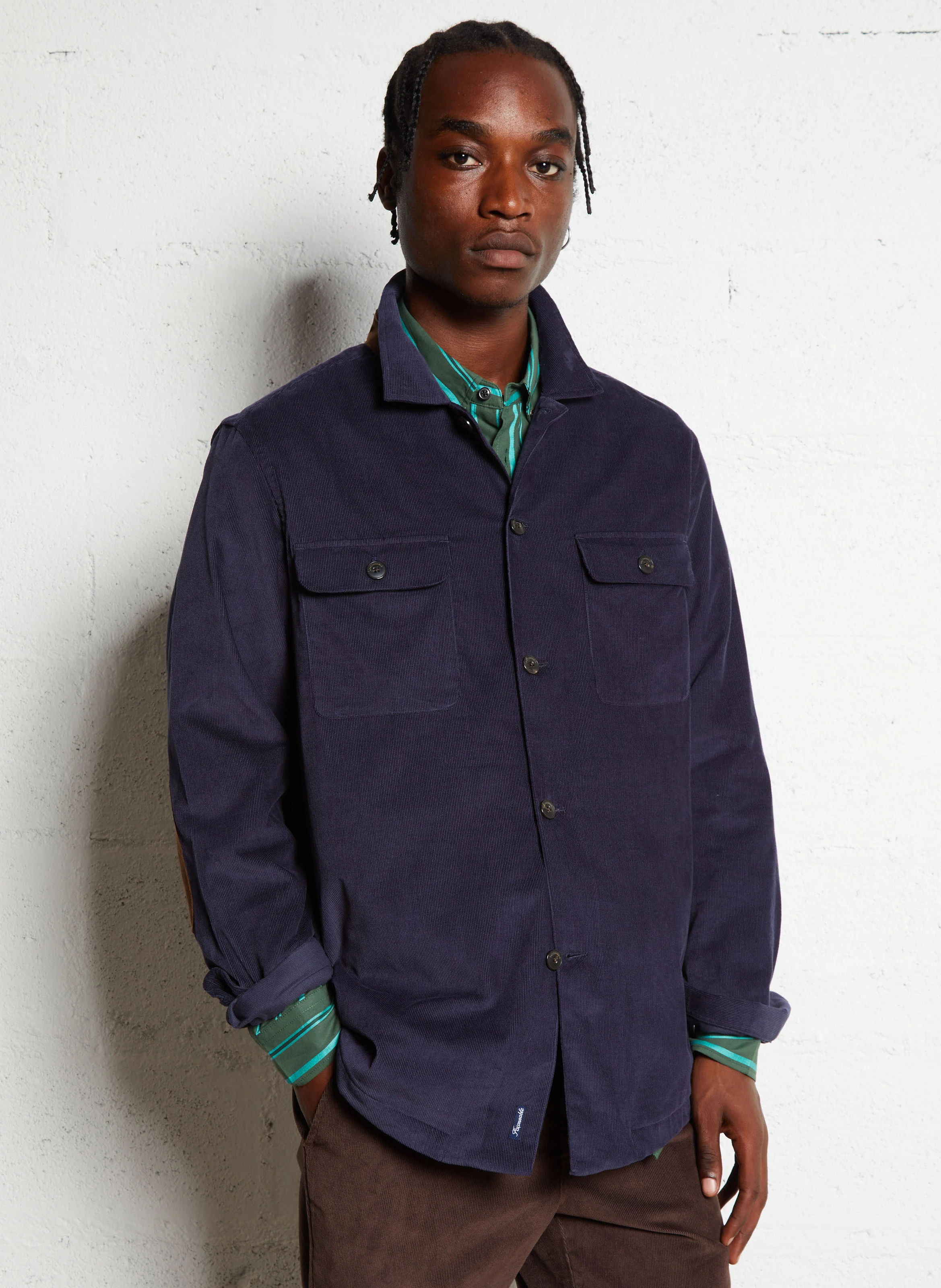 Chemise regular col classique en coton | Bleu