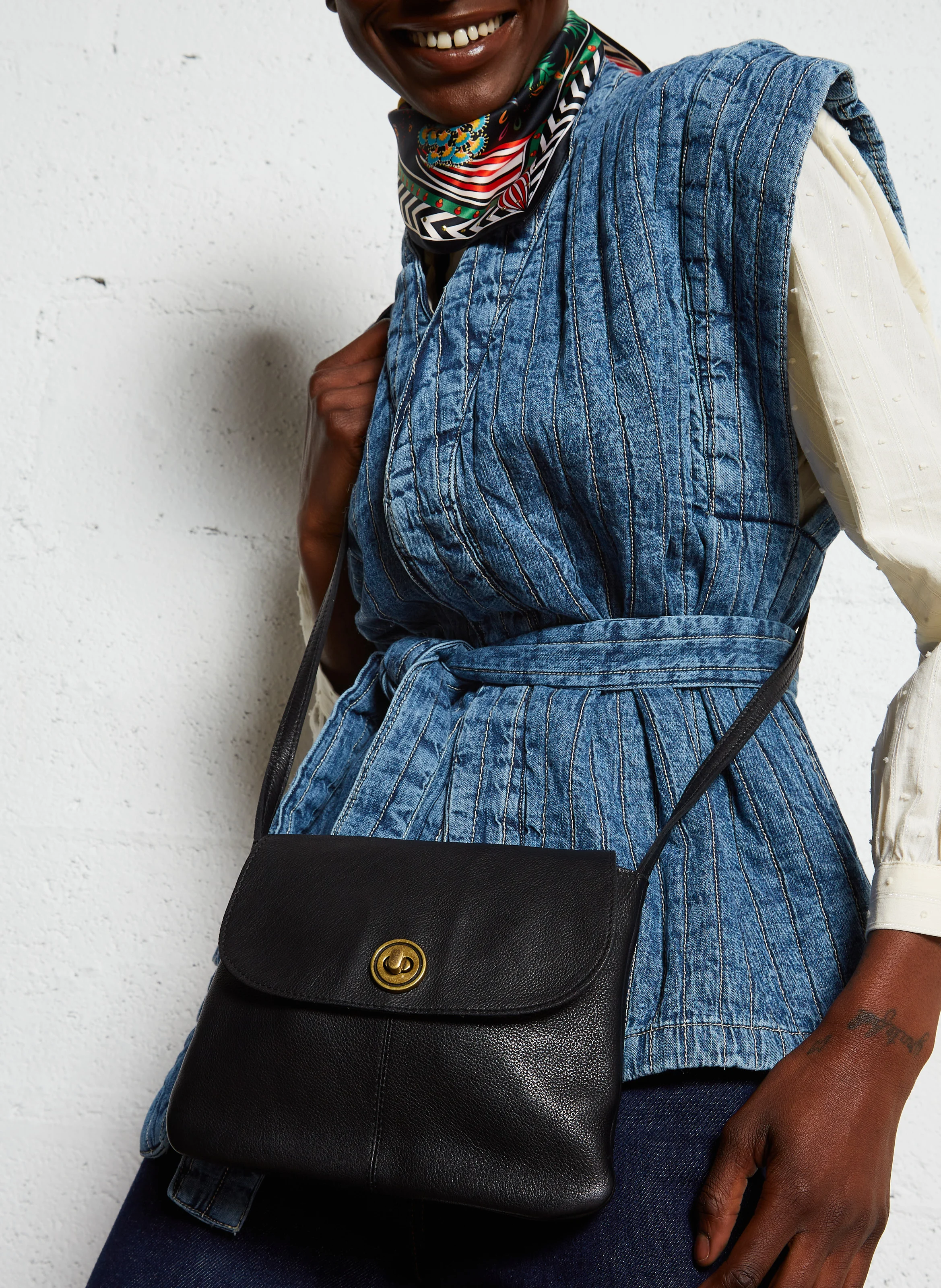 TOTALLY - Sacoche bandoulière en cuir | Noir