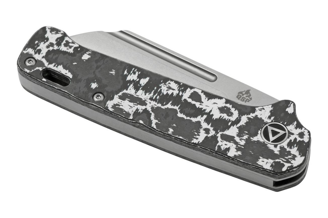QSP Knife Penguin QS130SJ-G1, CPM 20CV Stonewashed, Fat Carbon White Storm, slipjoint zakmes