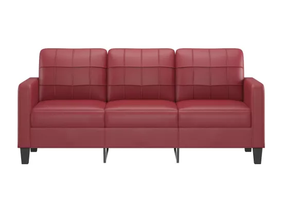 Canapé à 3 places Rouge bordeaux 180 cm Similicuir