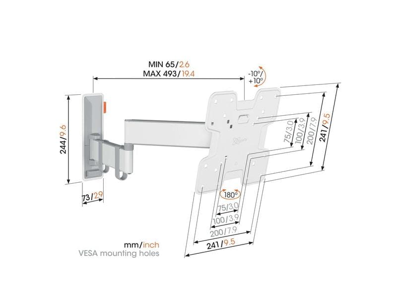Vogel's Wandhalterung TVM 3245 Weiss Schwenkbare TV-Wandhalterung (Weiss)