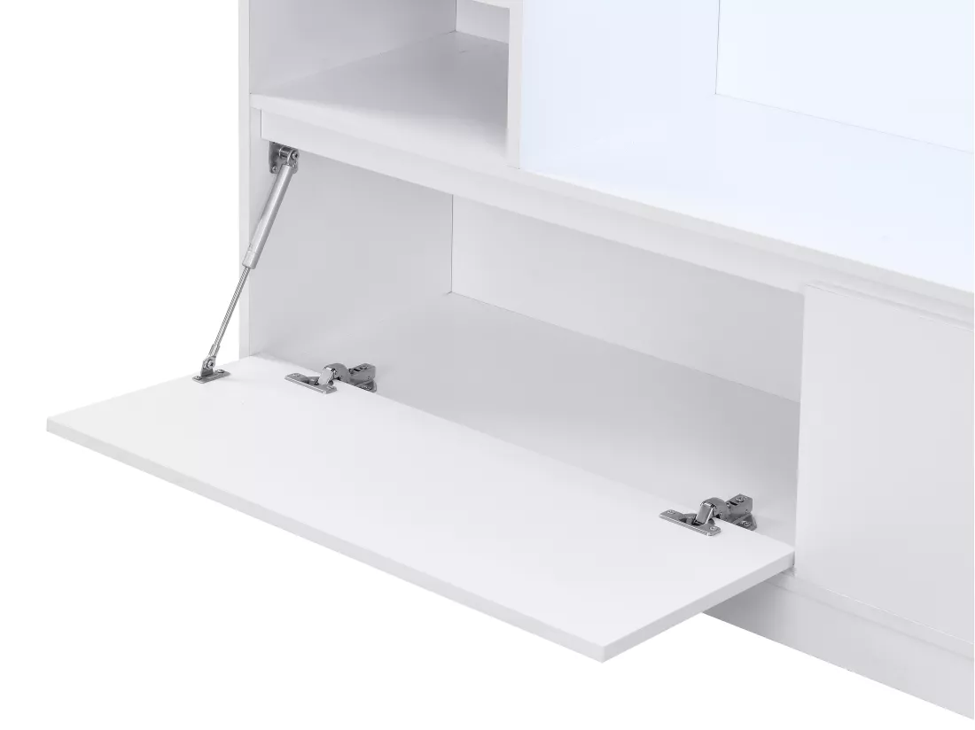 Meuble à chaussures 2 portes et 6 niches avec LEDs en MDF - Blanc - LOVILA