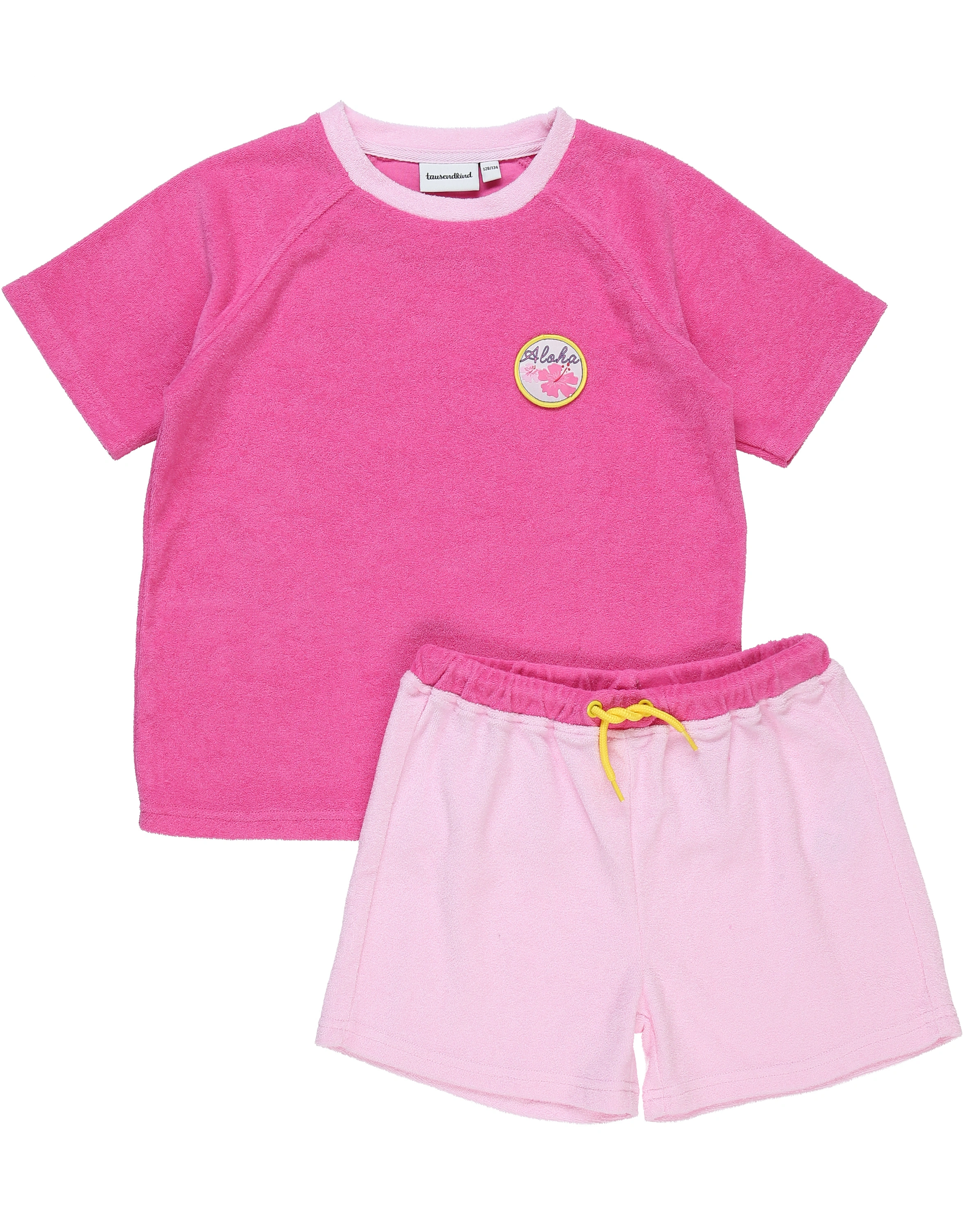 Frottee-T-Shirt ALOHA mit Shorts in pink