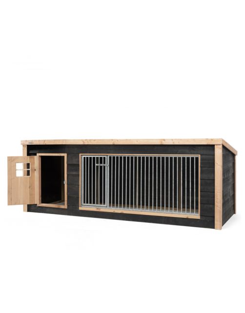 Voldux Hondenkennel Reno Xl - Hondenhok - 342x130x132 cm Zwart