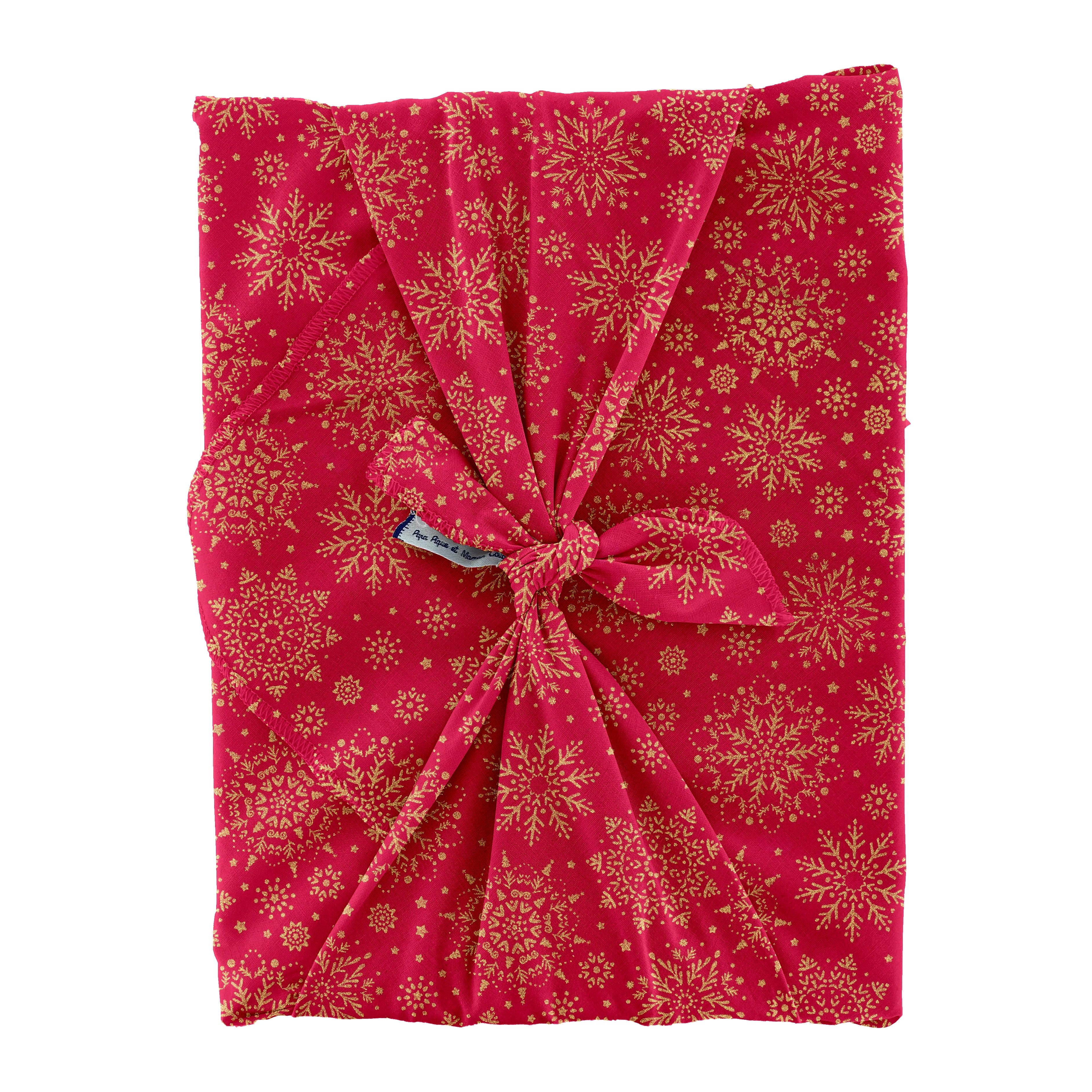 Furoshiki Grand 73 X 73 Cm Ex2448 Flocon De Noel Or Rouge