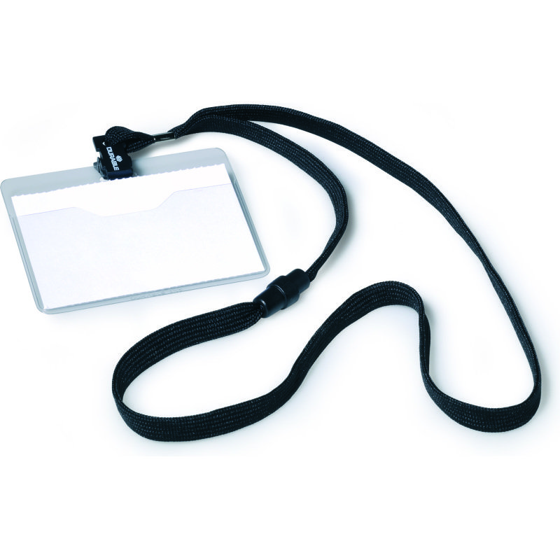 Kit porte-badge avec lacet textile 10 mm - Boîte de 10