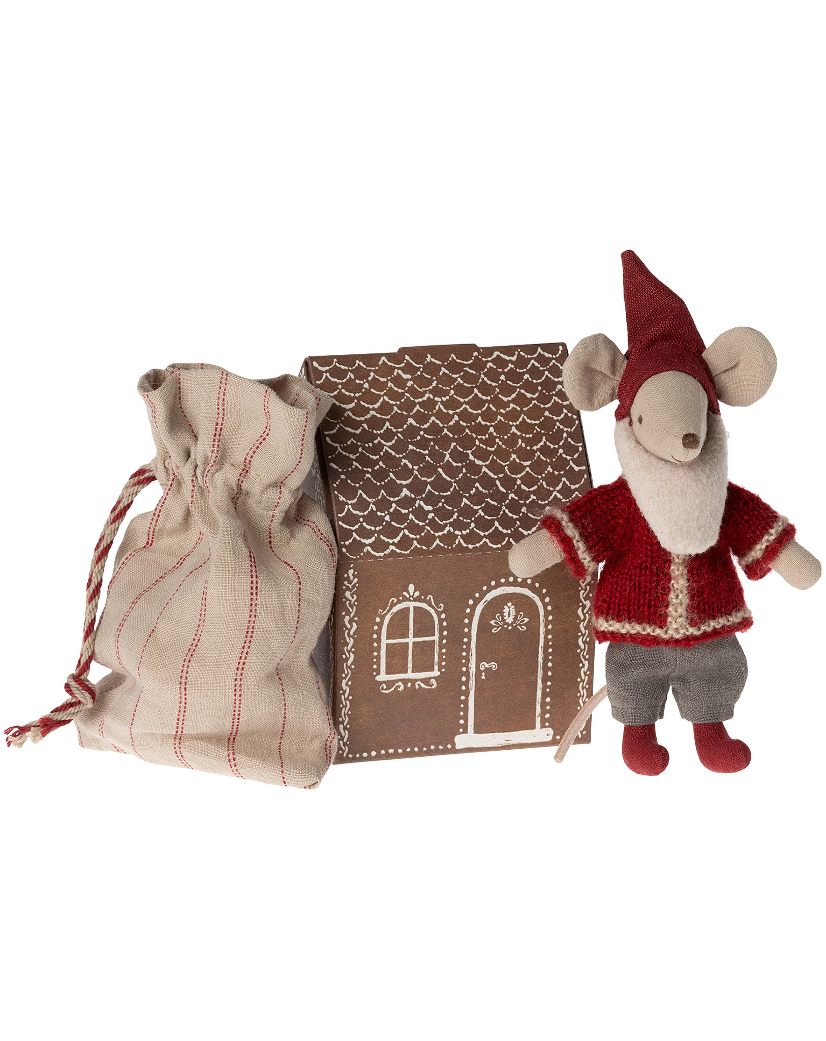 Kuscheltier SANTA MOUSE - BIG BROTHER (14cm) mit Papphäuschen