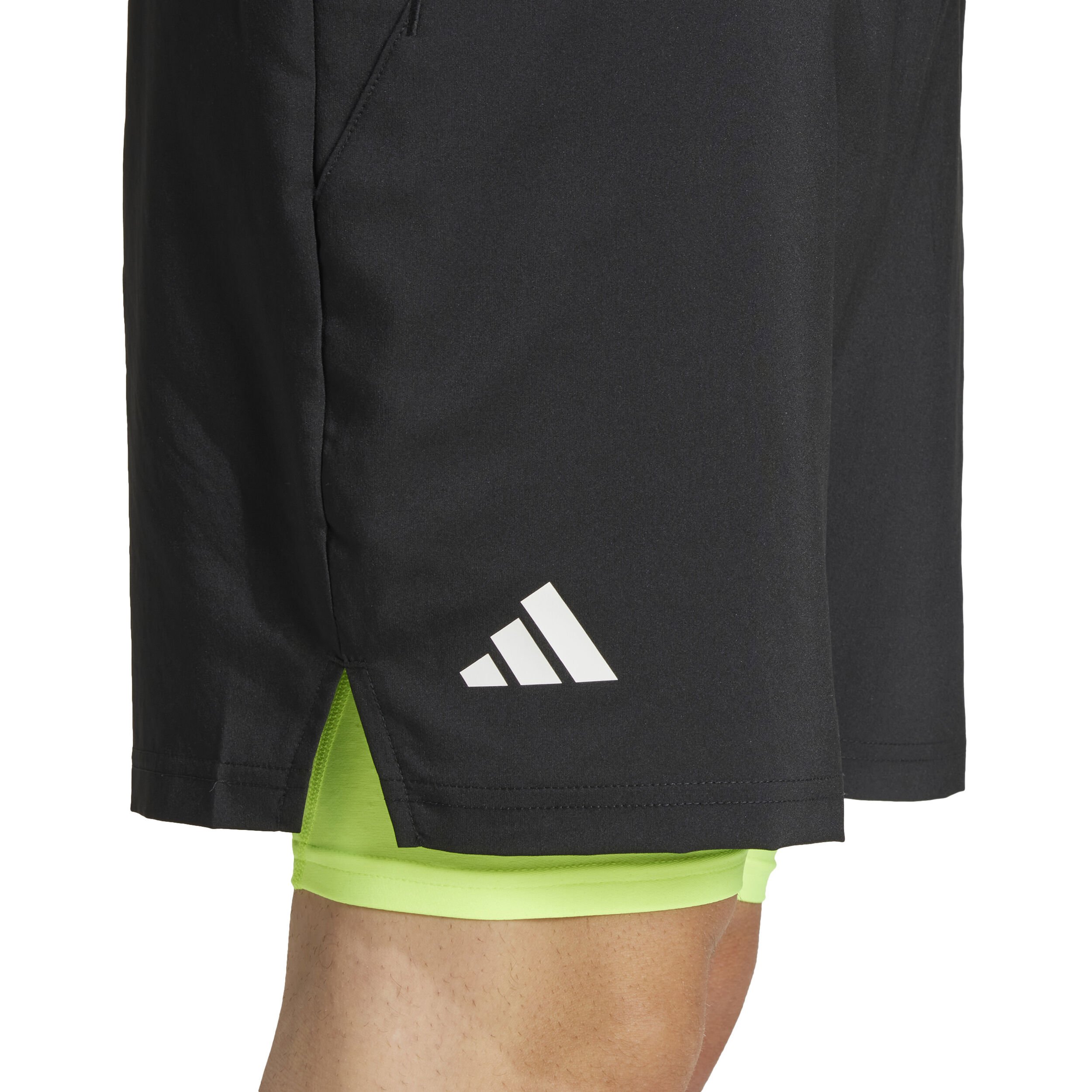 adidas 7in Club 2In1 Shorts Hommes - Noir , Vert Fluo