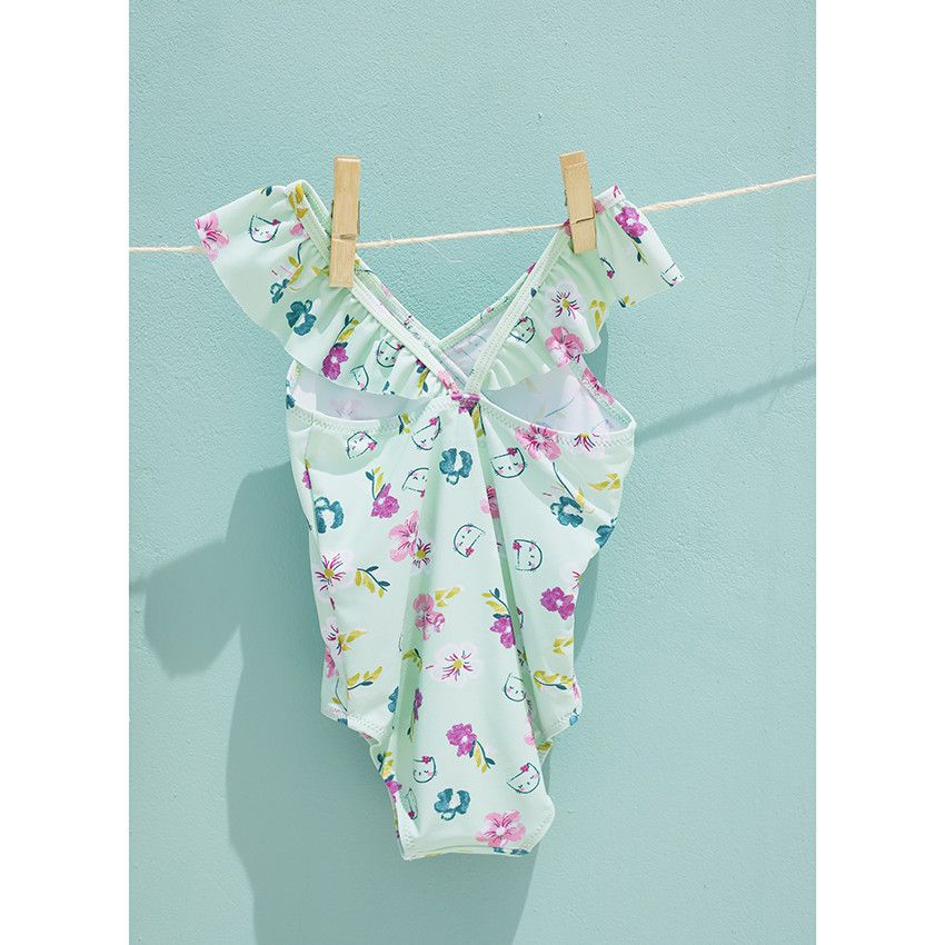 Maillot de bain 1 pièce imprimé fantaisie pour bébé fille - Vert