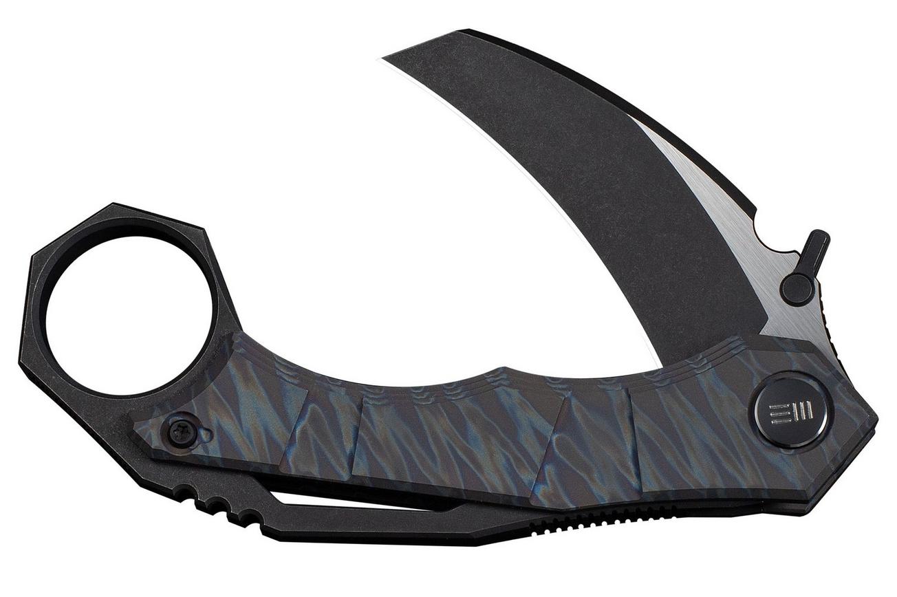 WE Knife Tayra WE24069-4 Blackwashed Bohler M390, Tiger Stripe Pattern Flamed Titanium, zakmes