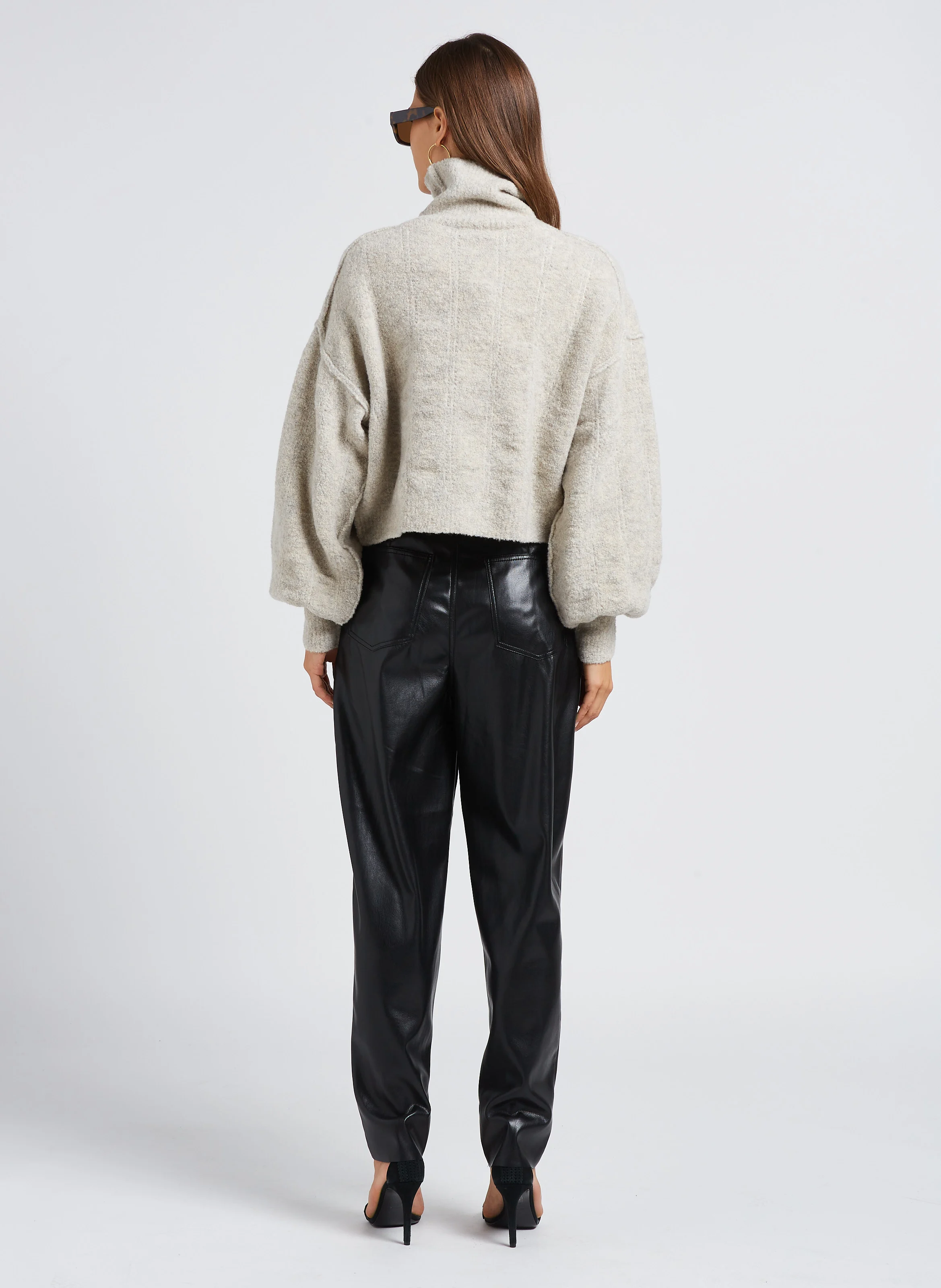 BROCK - Pantalon carotte aspect cuir| Noir