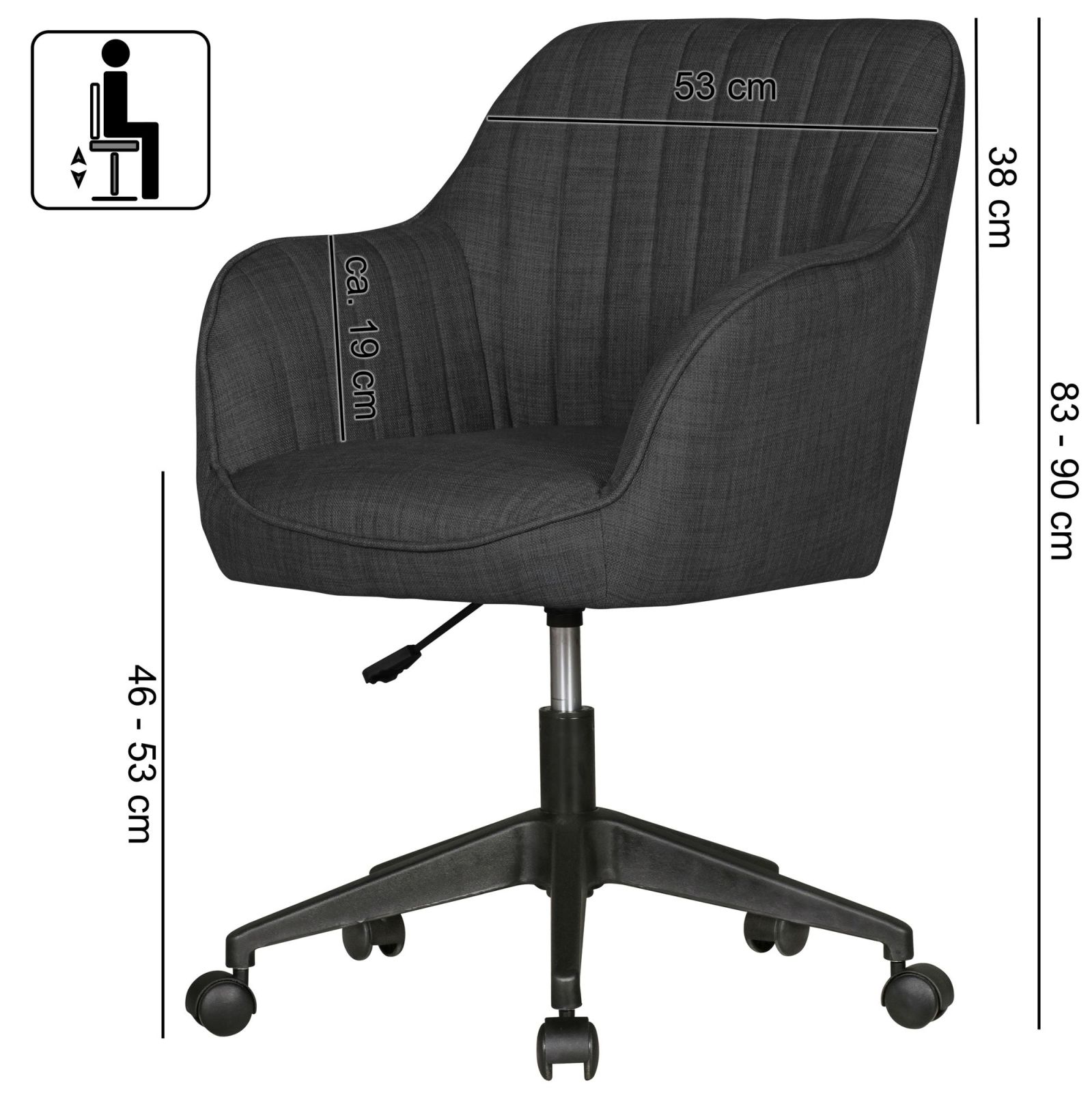 Bürostuhl - anthrazit - Webstoff