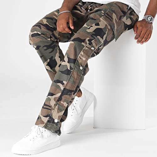 Pantalon Cargo Vert Kaki Beige Camouflage