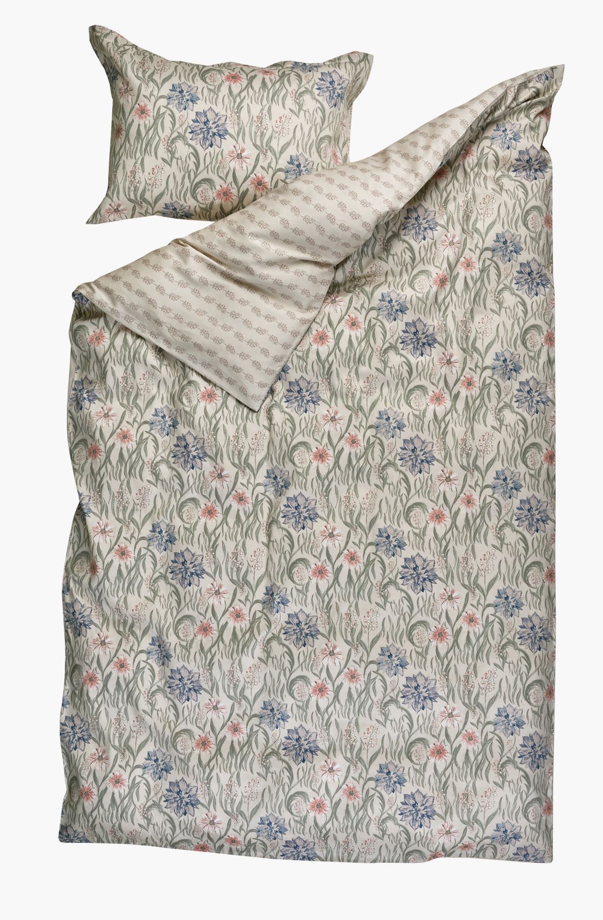 Sateng sengesett multi blå - 140x220 cm
