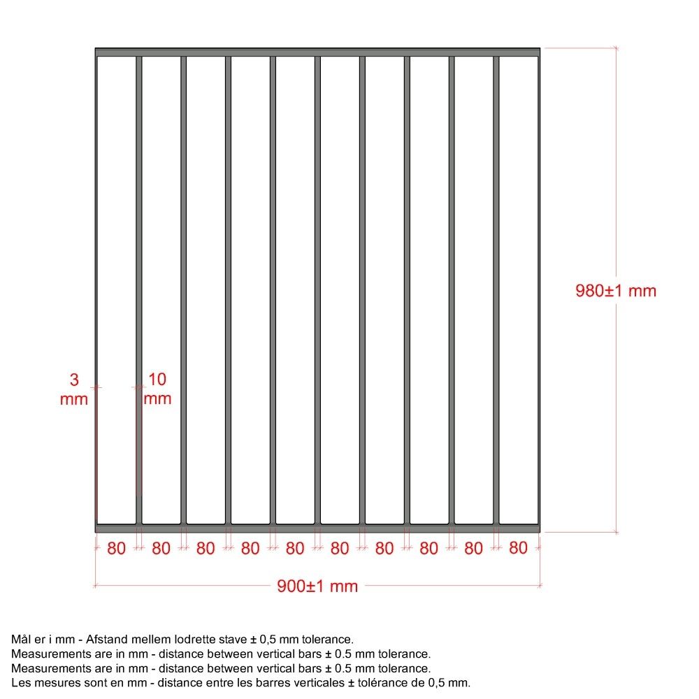 GELENDERSYSTEM PLUS BASIC STÅL 90X98CM SVART