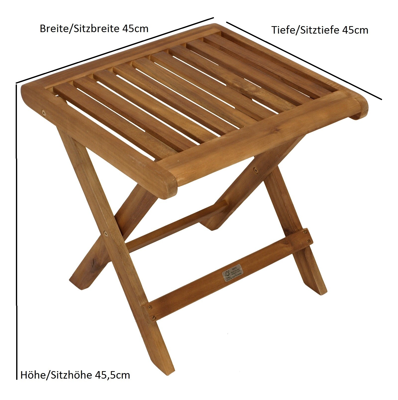 DEGAMO Klapphocker 45x45cm, Akazie geölt