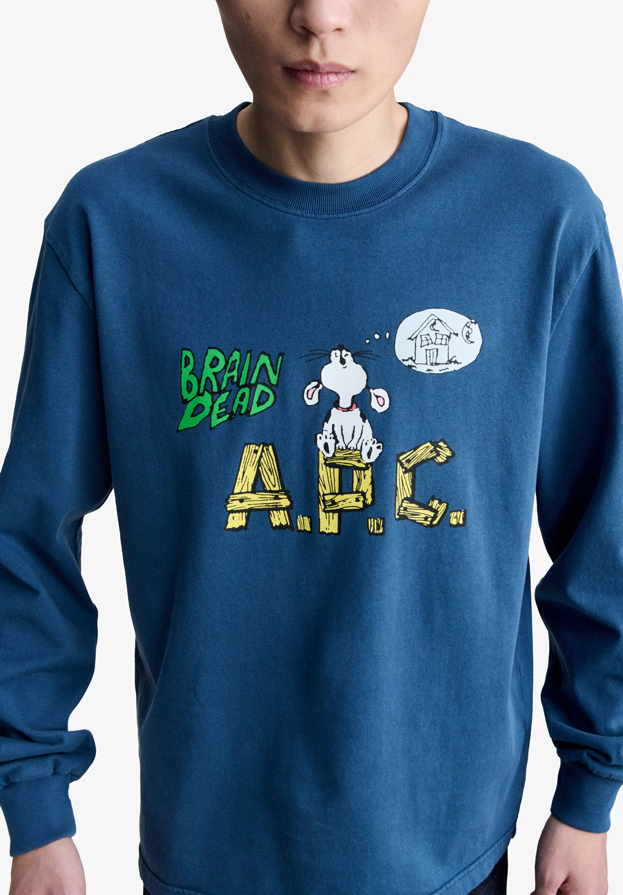 t-shirt long sleeves APC x BRAINDEAD - Bleu gris