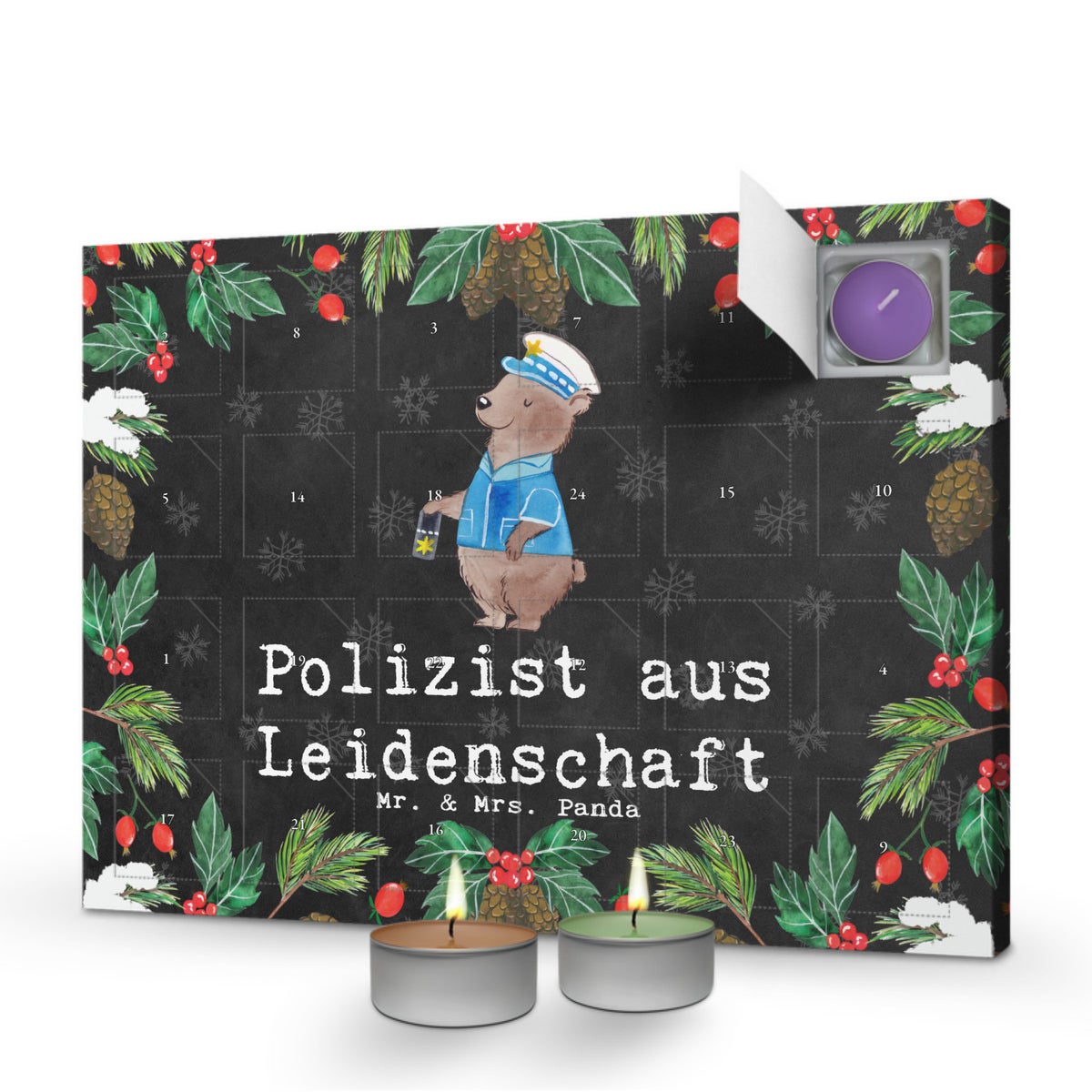 Mr. & Mrs. Panda Geurkaars Adventskalender Politieman Passie - Zwart
