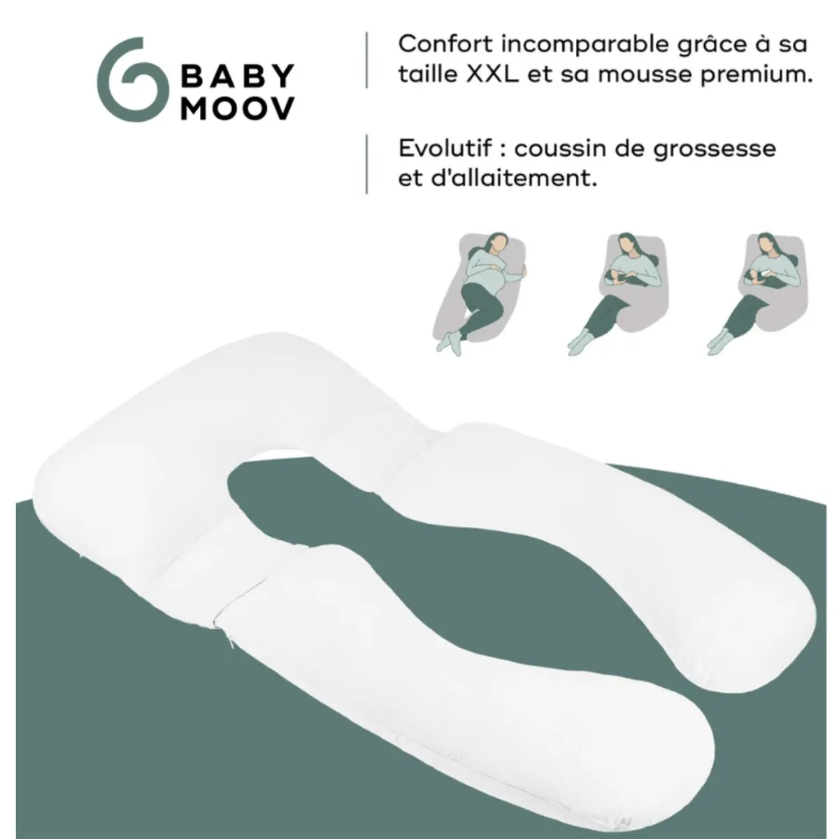 Babymoov Coussin d'Allaitement & de Grossesse Grand Format - B.Love XXL Gris