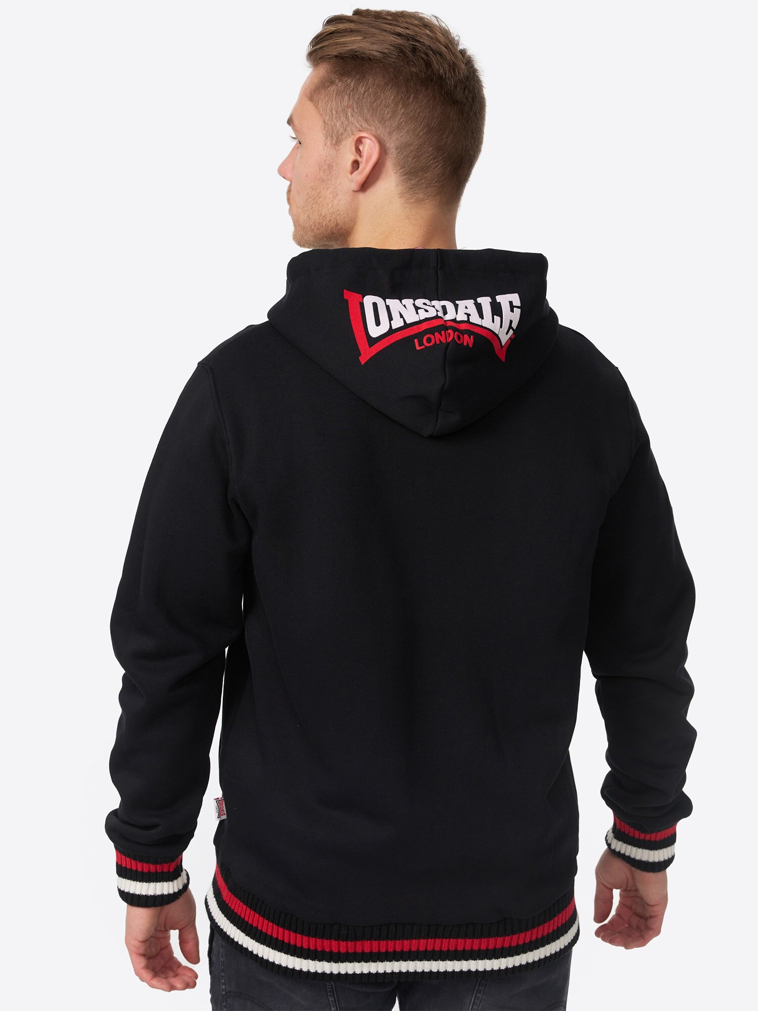 Lonsdale Herren Kapuzensweatjacke mit Reißverschluss normale Passform LANCASTER