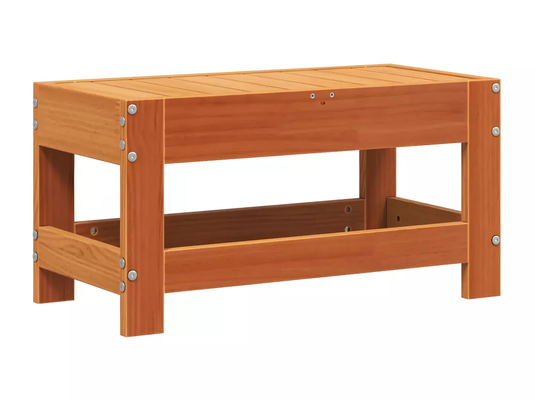 Repose-pied de jardin cire marron 62x30x32 cm bois pin massif