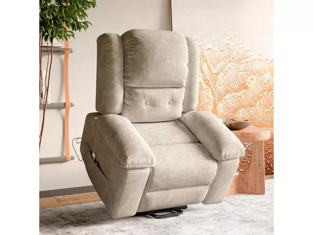 Fauteuil relax électrique en inclinable en Tissu - Girs - L93 x W102 x H106 cm - Gris 1