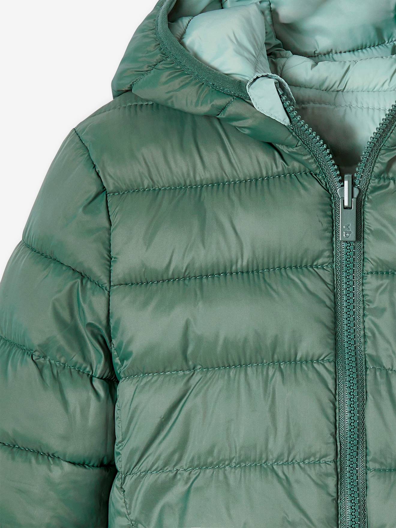 Jaqueta acolchoada reversível bicolor para meninos, verde salgueiro