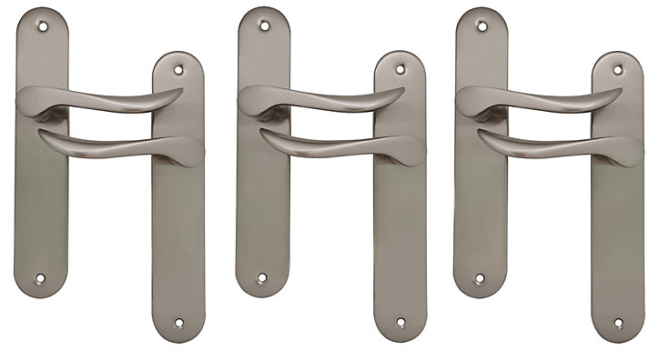 Lot de 3 ensembles de poignées de porte Renge sur plaque Entraxe 195 mm métal chromé mat Colours
