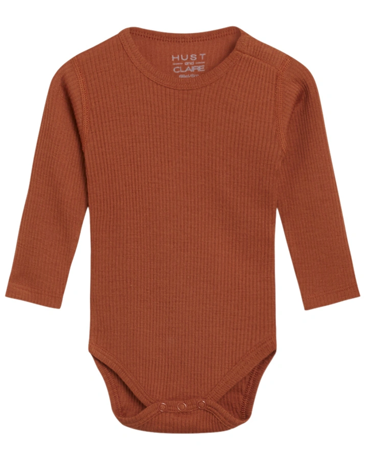 Langarm-Body BERRY mit Wolle in terracotta